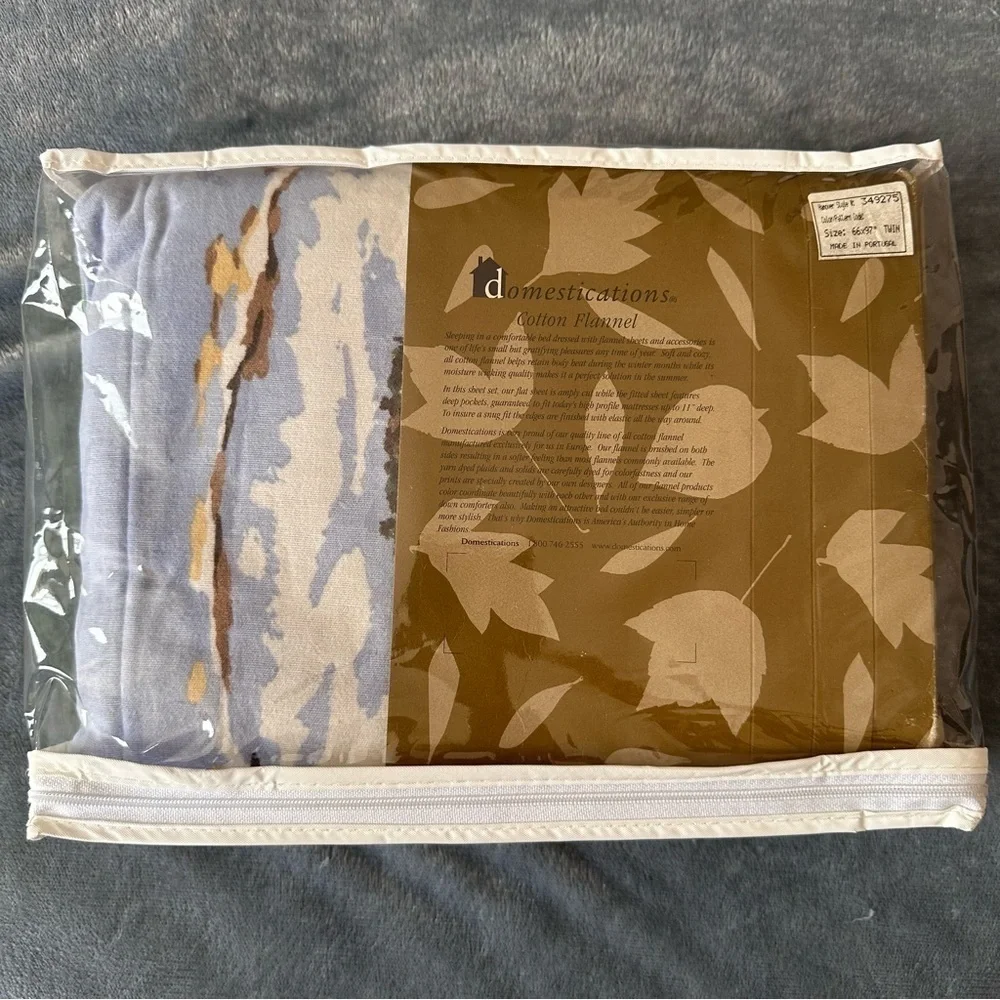 NWT Vintage domestications 100% COTTON FLANNEL Christmas Deer Brown TWIN SET
